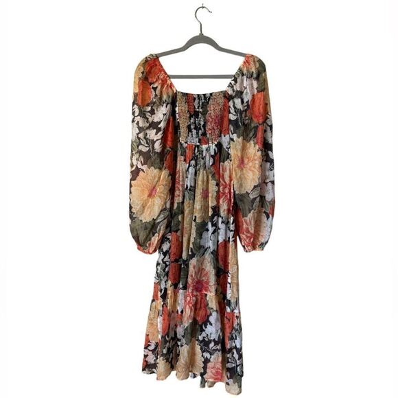 NWT MinkPink Clementine Midi Red Cream Dress Blouse Floral Vintage Size S - Picture 10 of 12